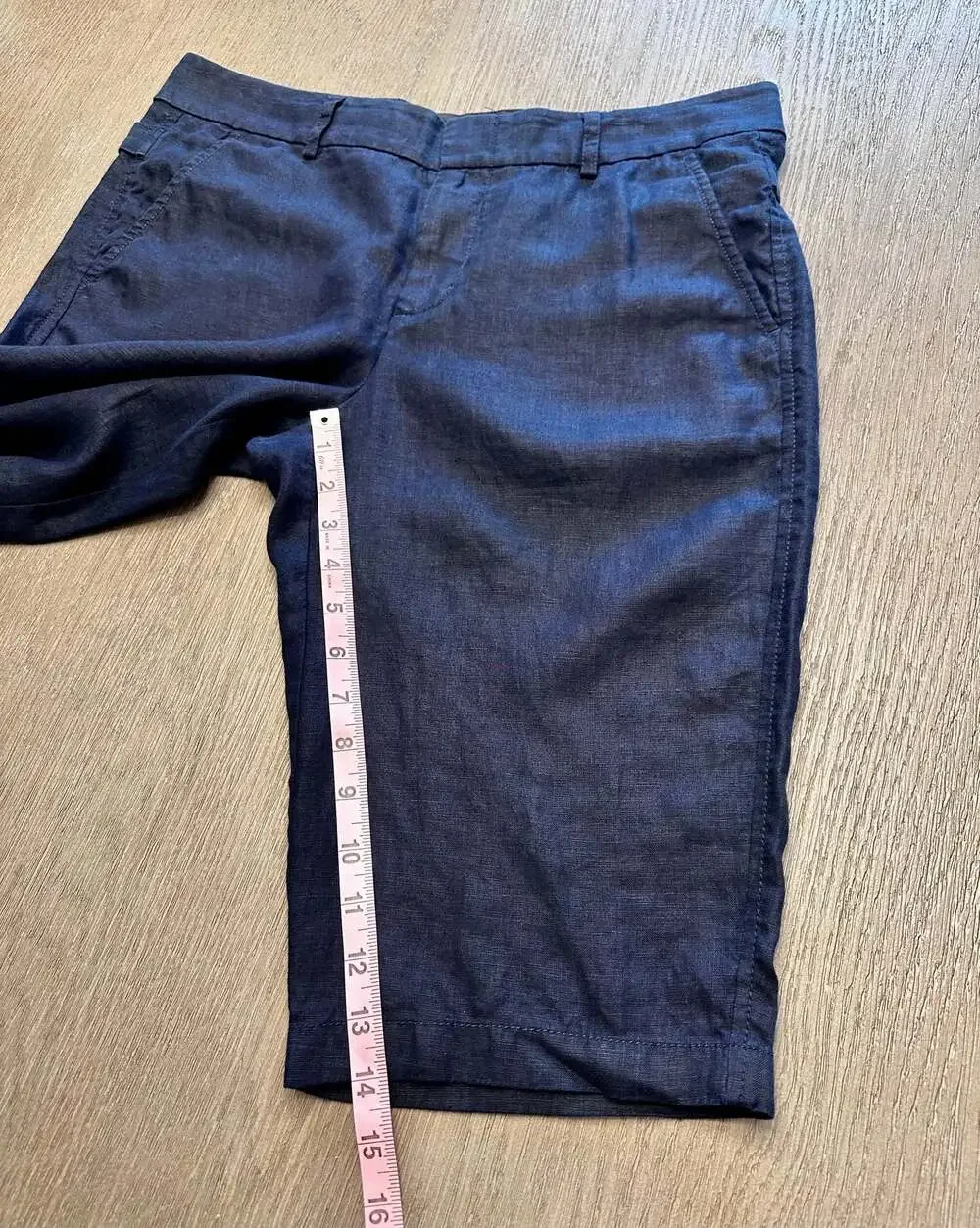 Vince 100% Linen Bermuda Shorts Navy Size 10 Adjustable Waist